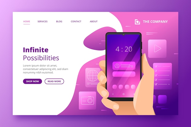 Landing page template with smartphone