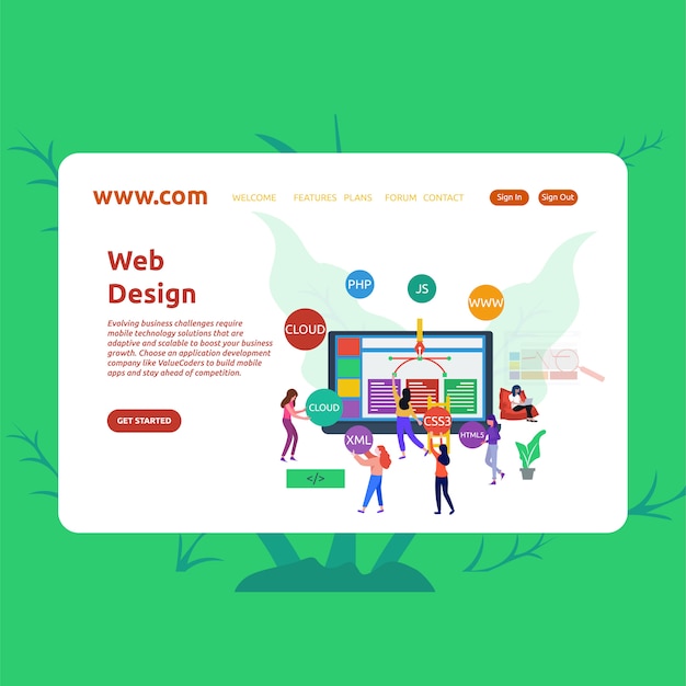 Vector landing page web design