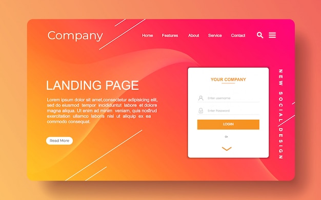 landing page with abstract background