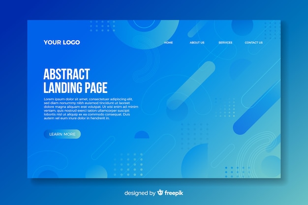 Landing page with abstract shapes