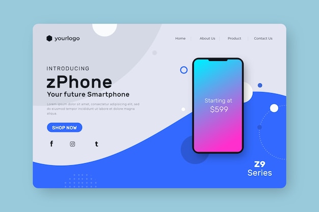 Landing page with smartphone