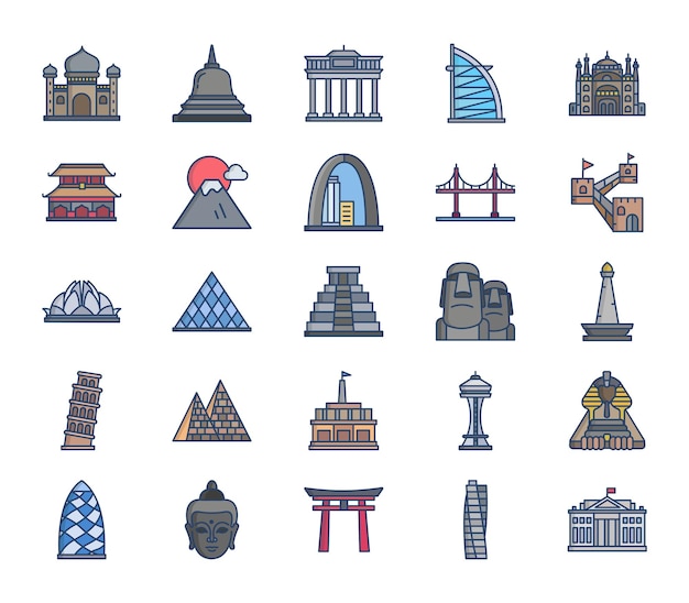 Landmarks icon set