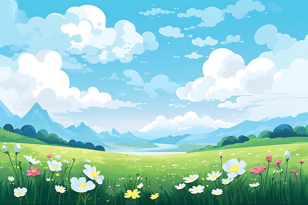 Landscape Cartoon Clouds Illustration