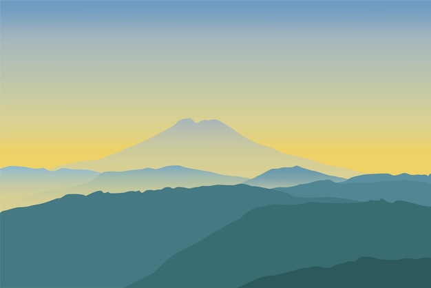 Vector landscape with mountains vector illustration in flat style