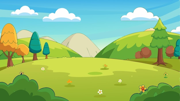 Vector landscape with trees and hills vector illustration