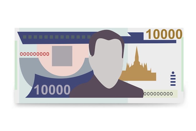 Vector lao kip vector illustratie laos geld set bundel bankbiljetten papiergeld 10000 lak