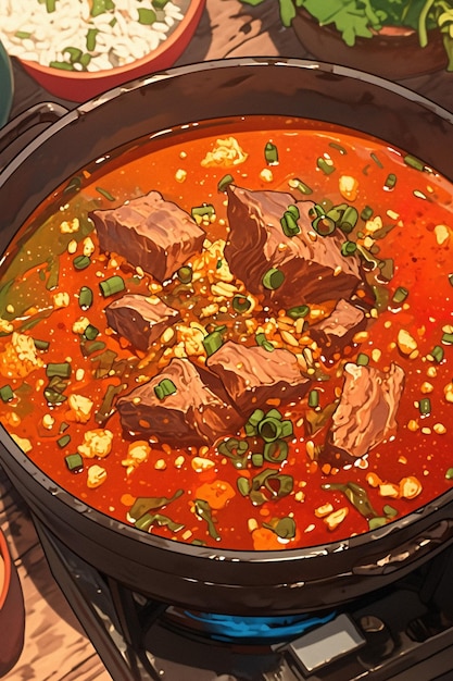 Vector laotian or lam and spicy meat stew