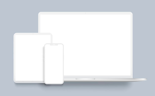 Vector laptop computer tablet and mobile phone clay mockup