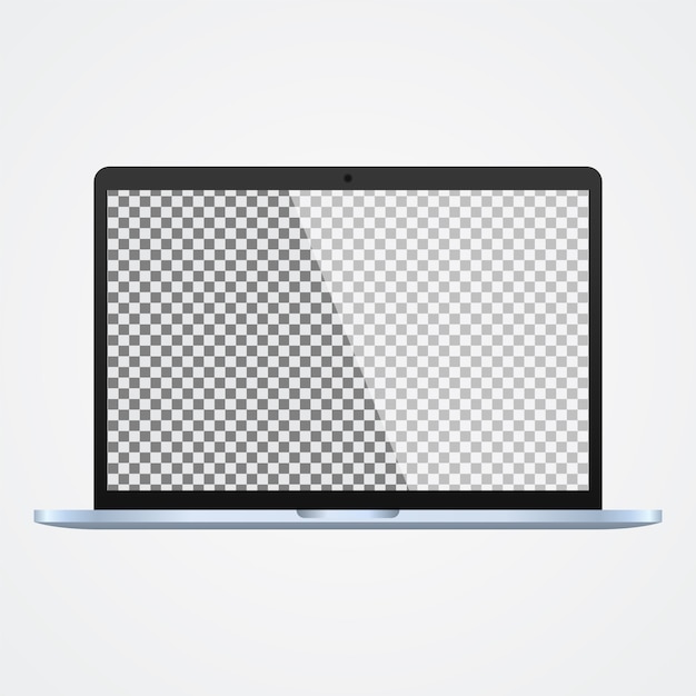 Laptop Mock Up with Transparent Screen on White 