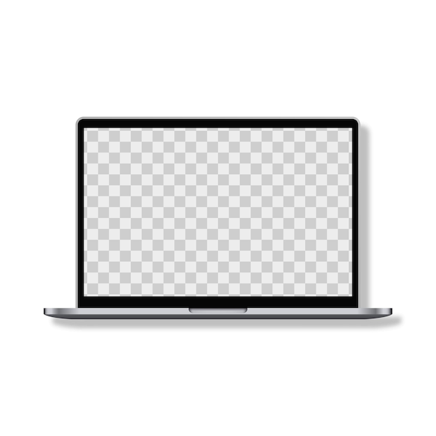 Vector a laptop with a blank screen on a white background.