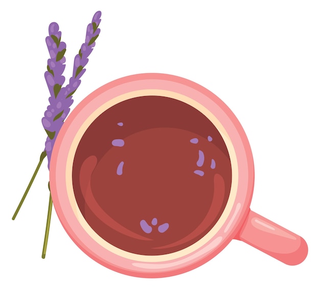 Lavender tea mug cartoon icon Cup top view