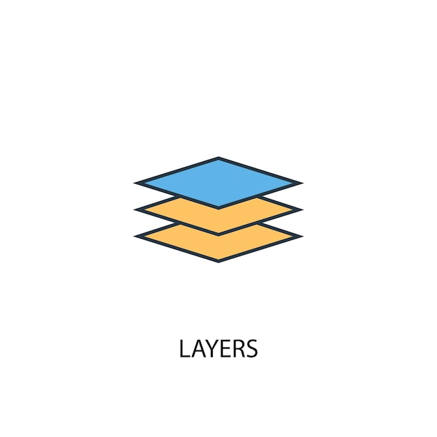 Vector layers concept 2 colored line icon simple yellow and blue element illustration layers concept outline symbol design