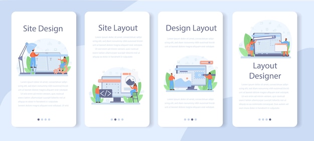 Layout designer mobile application banner set