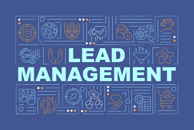 Lead management process word concepts dark blue banner