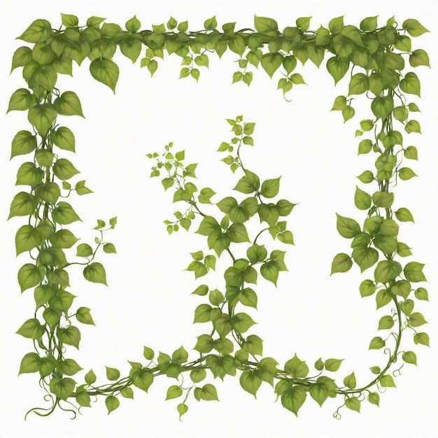 Leafy vines vector set White background isolated