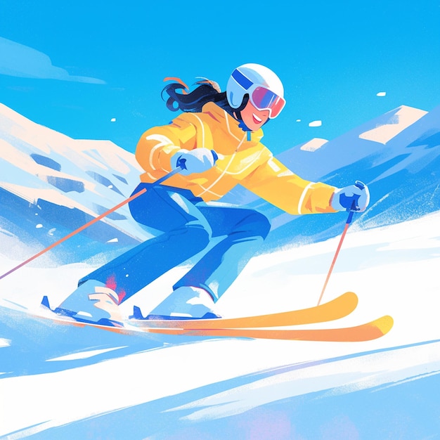 Vector a lebanese woman is skiing