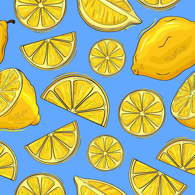 Lemon pattern seamless cute tropical trend print Abstract modern outline fruits pretty stylish silhouette Whole and sliced citrus Decor textile wrapping paper Vector background design