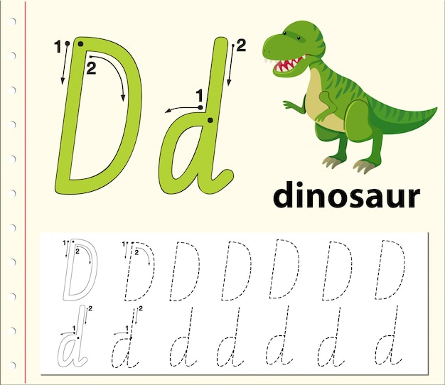 Letter D tracing alphabet worksheets