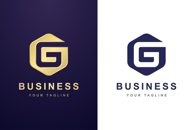 Letter G-logo met zeshoekig vormconcept