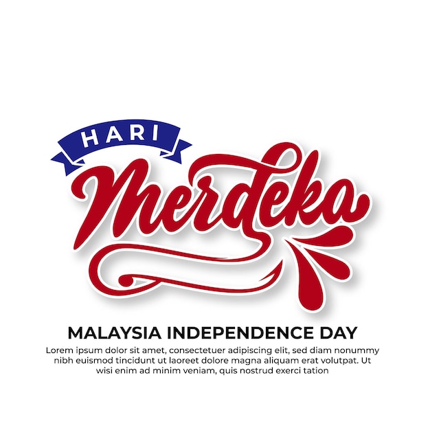 Vector lettering text of hari merdeka malaysia independence day