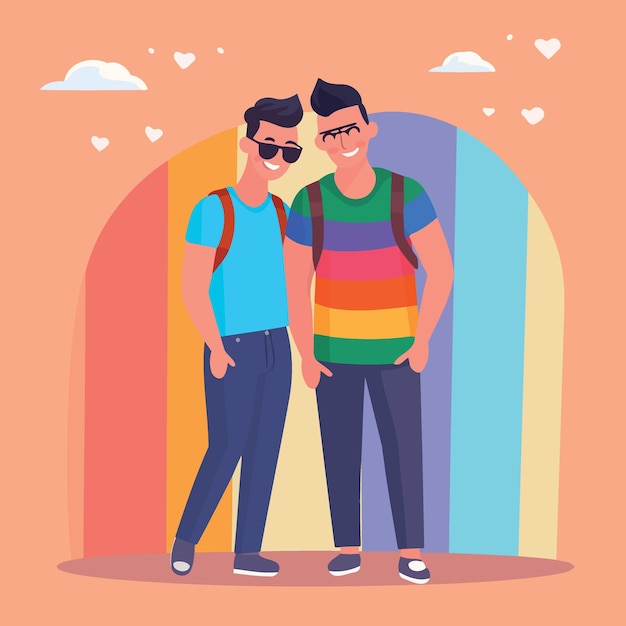 Vector lgbt pride day and month gay men couple