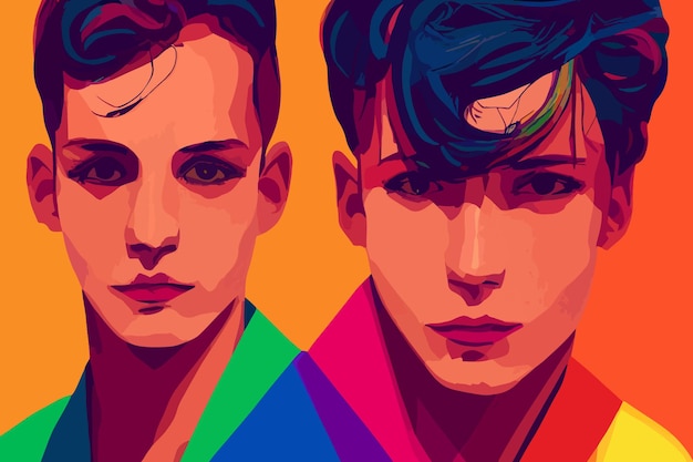 Vector lgbtq guys tolerance open eyes support lgbtq community