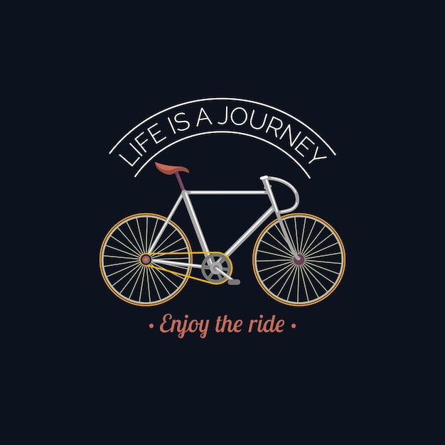 Life is a journey enjoy the ride vector illustration of urban hipster bicycle in trendy flat style Inspirational poster for store shop etc