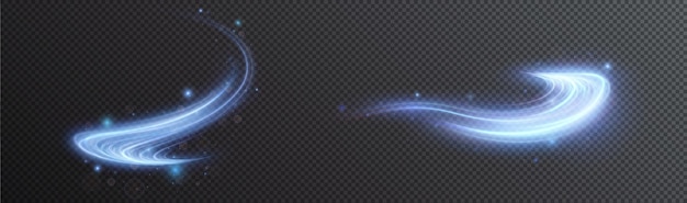 Light blue Twirl. Curve light effect of blue line. Luminous blue circle. Vector PNG.