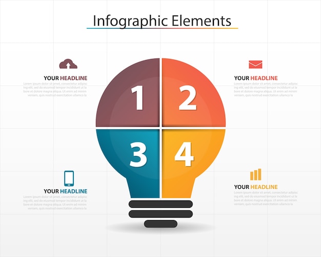 Light bulb infographic element template