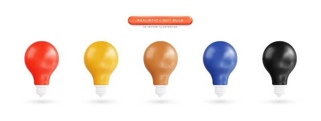 Vector light bulb realistic 3d vector illustration