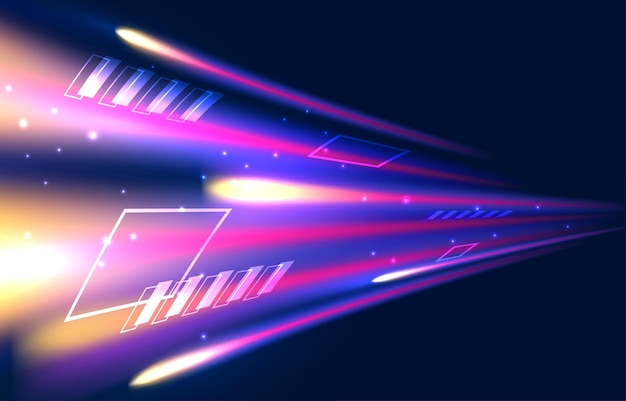 Vector light speed with neon glow background