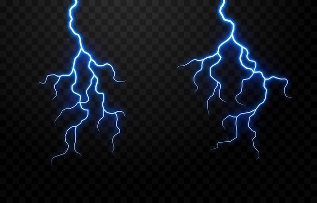Lightning vector set, lightning png, thunderstorm, lighting, flash. Natural phenomenon, light effect