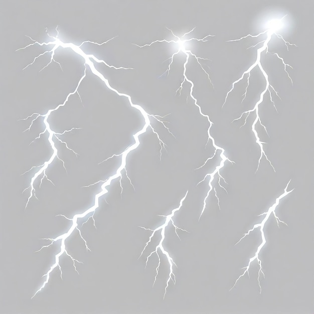 Vector lightning vector set witte achtergrond geïsoleerd een hoge kwaliteit