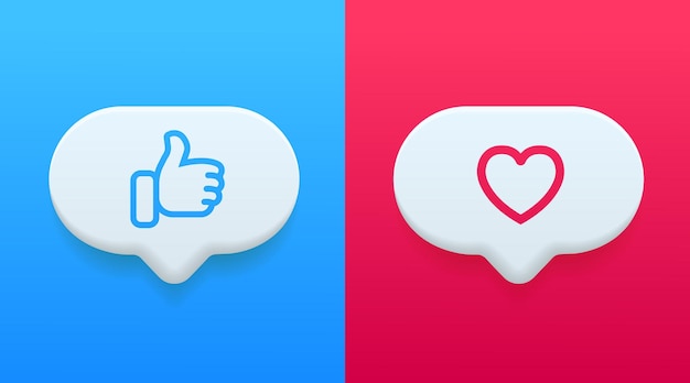 Like sign. Thumb up and heart icon. Love icon. Ready like and love button for website and mobile app