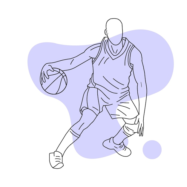 line art basketball player in white background perfect for childrens color books