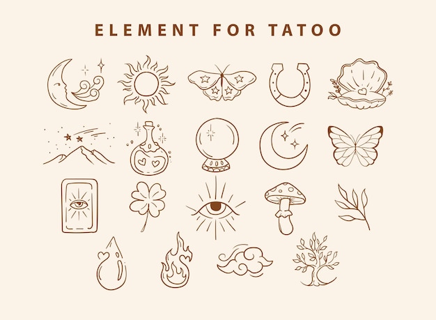 Vector line art element for tatoo design