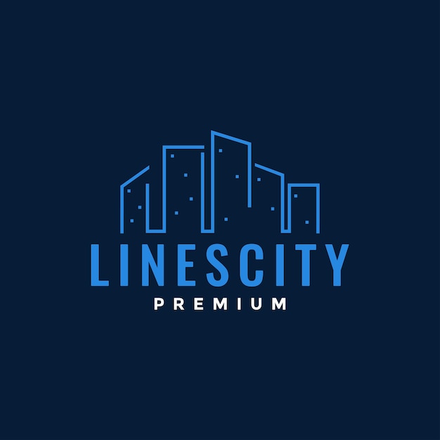 Line minimal building city night shine logo design vector graphic symbol icon illustration creative idea