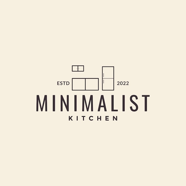 Line minimalist kitchen set interior logo design vector graphic symbol icon illustration creative idea