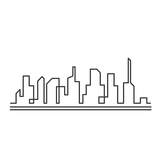 Line real estate modern city building vector template design