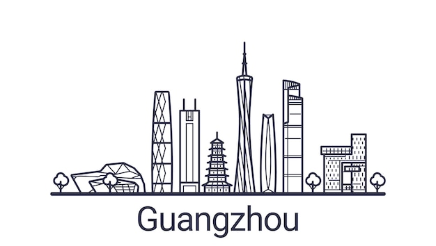 Vector linear banner of guangzhou city in hand drawn