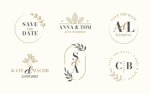 Linear flat wedding logos