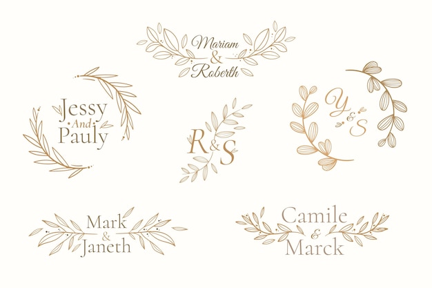 Linear flat wedding monograms collection