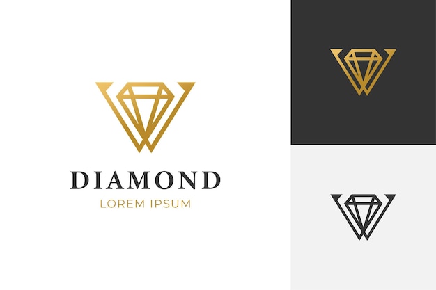 Linear geometry logo of luxurious diamond jewelry icon symbol for your business