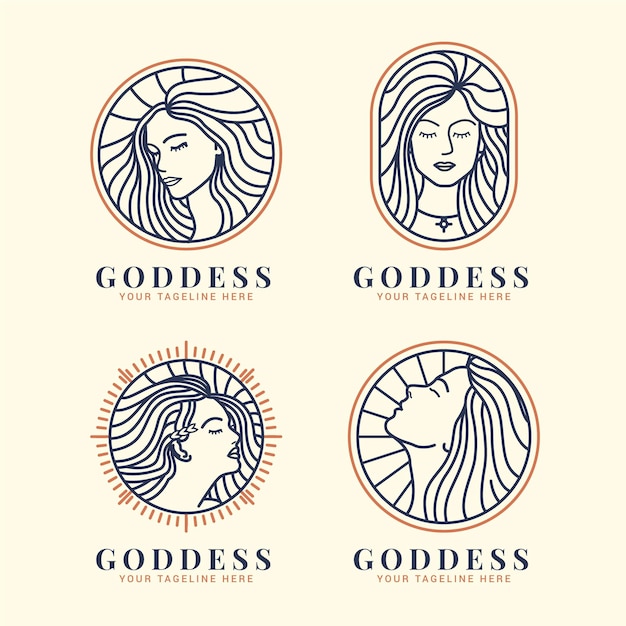 Vector linear goddess logo templates