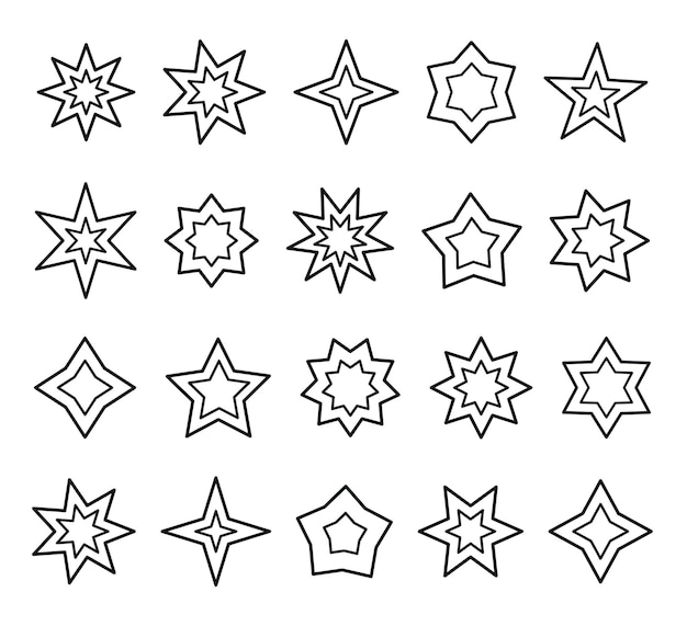 Vector linear stars icon set