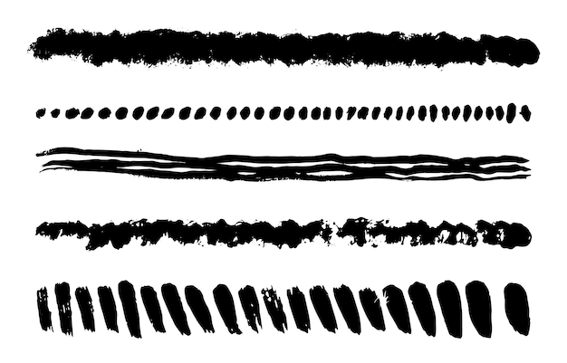 Lines texture Black ink grunge paint brush strokes Painted ink stripes design elements Vector illustration