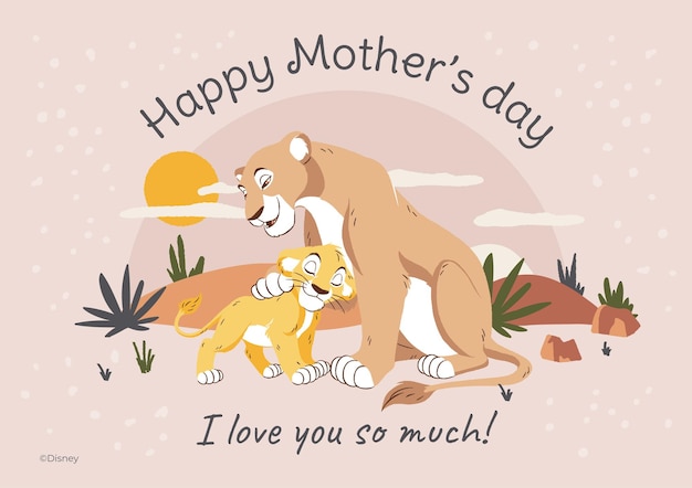 Vector lion king mother's day card