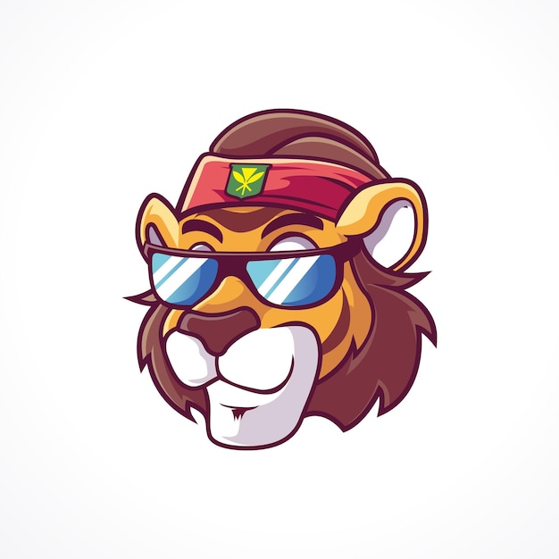 Lion Leo Glasses Head Mascot Cartoon