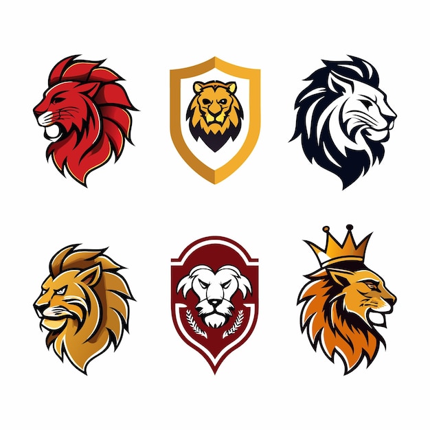 Vector lion mascot logo set