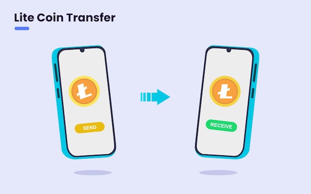 Vector lite coin transferring from an account to another cryptocurrency technology